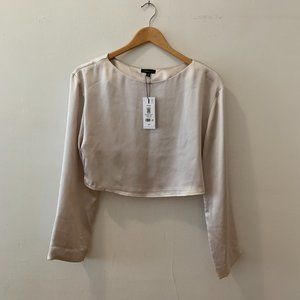 DYNAMITE ivory silky cropped blouse